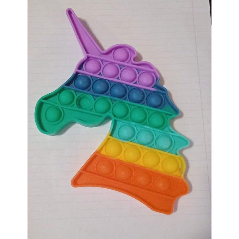 Fidget Toy Deep Rainbow Colors Unicorn Push Pop Bubble Rainbow Silicone Sensory